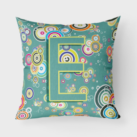 Letter E Circle Circle Teal Initial Alphabet Fabric Decorative Pillow