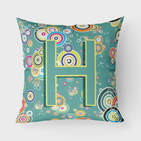 Letter H Circle Circle Teal Initial Alphabet Fabric Decorative Pillow