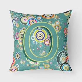 Letter O Circle Circle Teal Initial Alphabet Fabric Decorative Pillow