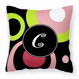 Letter C Monogram - Retro in Black Fabric Decorative Pillow