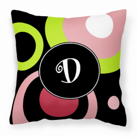 Letter D Monogram - Retro in Black Fabric Decorative Pillow