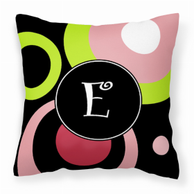 Letter E Monogram - Retro in Black Fabric Decorative Pillow