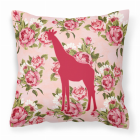 Giraffe Shabby Chic Pink Roses   Fabric Decorative Pillow