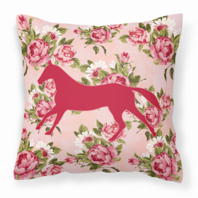 Horse Shabby Chic Pink Roses   Fabric Decorative Pillow