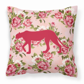 Leopard Shabby Chic Pink Roses   Fabric Decorative Pillow