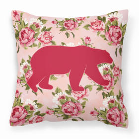 Bear Shabby Chic Pink Roses   Fabric Decorative Pillow