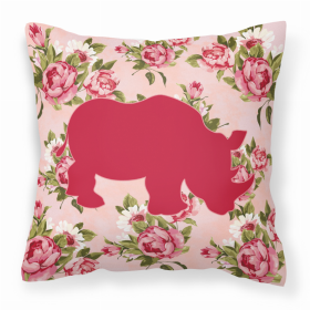 Rhinoceros Shabby Chic Pink Roses   Fabric Decorative Pillow