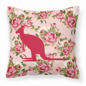 Kangaroo Shabby Chic Pink Roses   Fabric Decorative Pillow