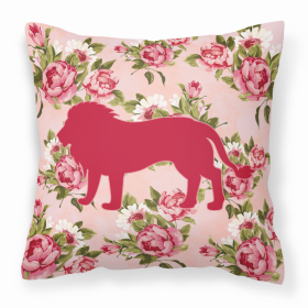 Lion Shabby Chic Pink Roses   Fabric Decorative Pillow