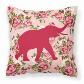 Elephant Shabby Chic Pink Roses  Fabric Decorative Pillow