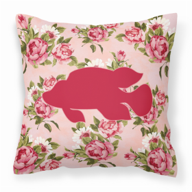 Fish - Tropical Fish Shabby Chic Pink Roses  Fabric Decorative Pillow