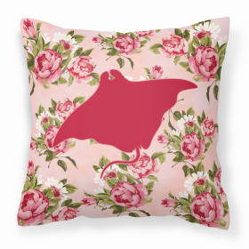 Manta ray Shabby Chic Pink Roses  Fabric Decorative Pillow