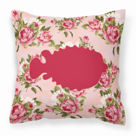 Fish - Blowfish Shabby Chic Pink Roses  Fabric Decorative Pillow