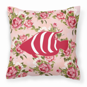 Fish Shabby Chic Pink Roses  Fabric Decorative Pillow