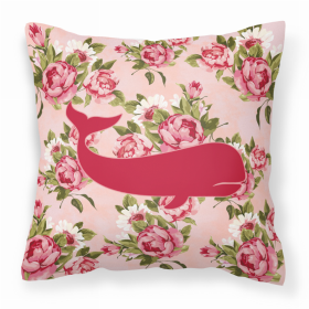 Whale Shabby Chic Pink Roses  Fabric Decorative Pillow