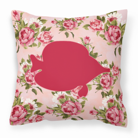 Fish - Tang Fish Shabby Chic Pink Roses  Fabric Decorative Pillow