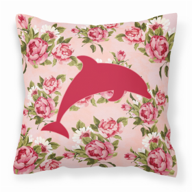 Dolphin Shabby Chic Pink Roses  Fabric Decorative Pillow