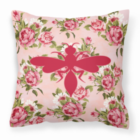 Wasp Shabby Chic Pink Roses  Fabric Decorative Pillow