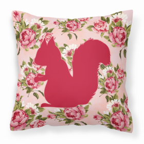 Squirrel Shabby Chic Pink Roses  Fabric Decorative Pillow