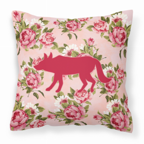 Wolf Shabby Chic Pink Roses  Fabric Decorative Pillow