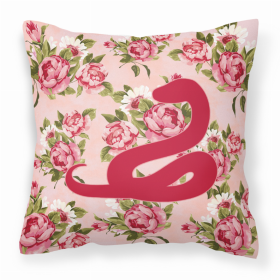 Snake Shabby Chic Pink Roses  Fabric Decorative Pillow