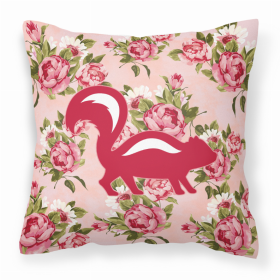 Skunk Shabby Chic Pink Roses  Fabric Decorative Pillow