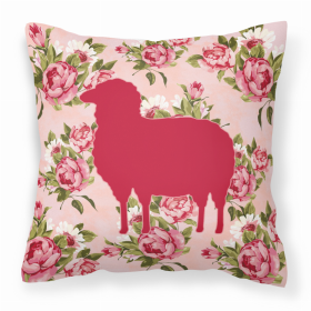 Sheep Shabby Chic Pink Roses  Fabric Decorative Pillow