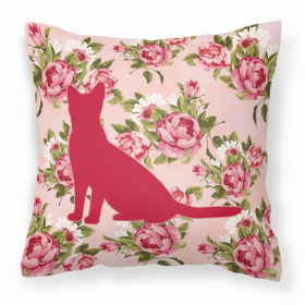 Cat Shabby Chic Pink Roses  Fabric Decorative Pillow