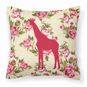 Giraffe Shabby Chic Yellow Roses   Fabric Decorative Pillow