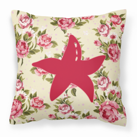 Starfish Shabby Chic Yellow Roses  Fabric Decorative Pillow